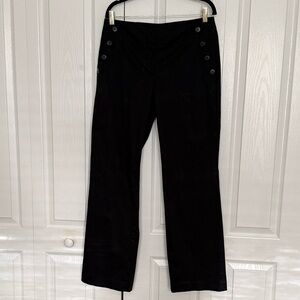 LOFT Marisa Pants Size 6 Black Button Detail Work Career Trousers